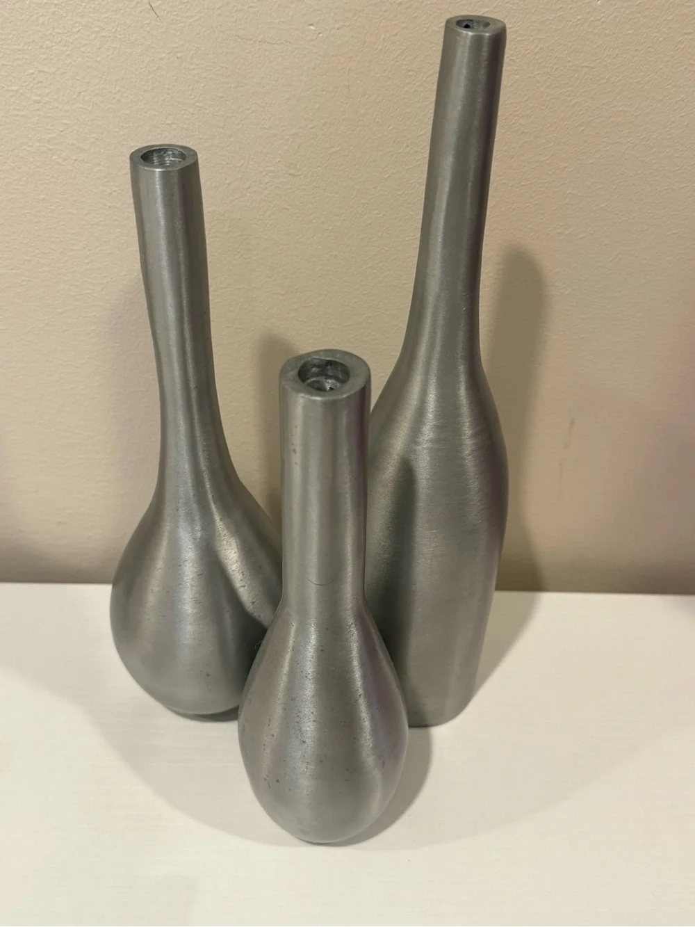 Vintage Silver Metal Decorative Bud Vases - Set of 3